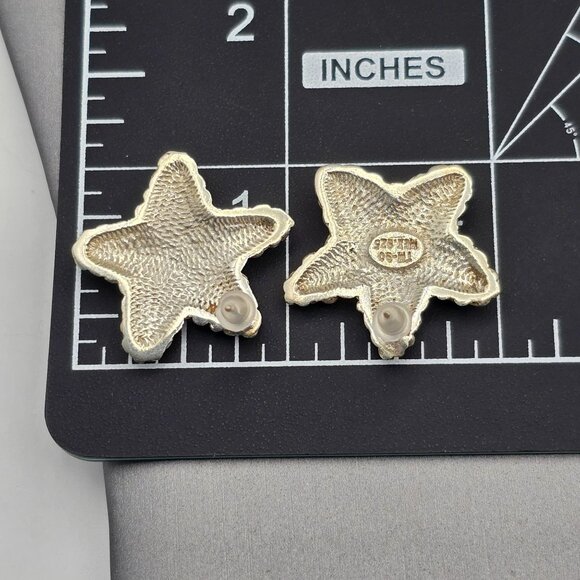 Taxco Sterling Silver Starfish Post Earrings 1" Textured Design TM-90 14.9g - Picture 6 of 7